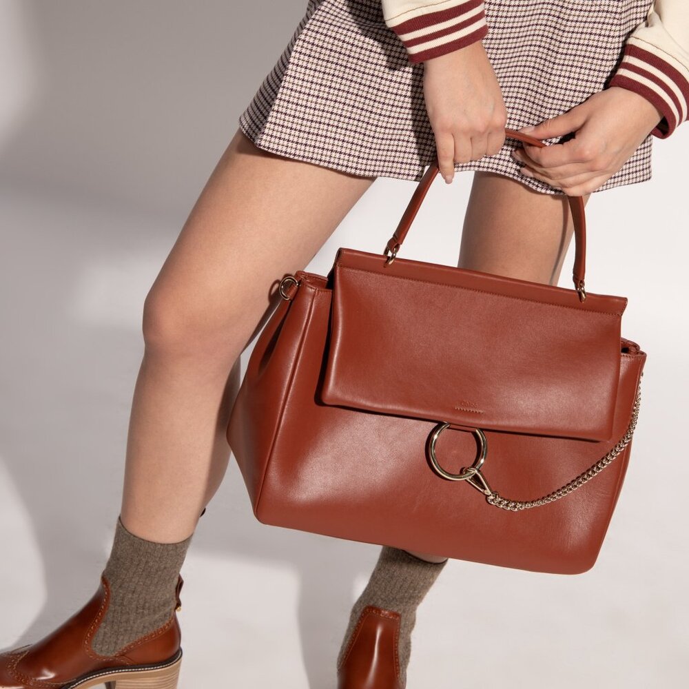 Chloe Faye Brown Leather Tote